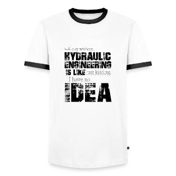 Génie hydraulique - T-shirt contrasté Homme - blanc/noir - Devant - AI Model Female 172 light (172cm) & AI Model Male 178 dark (178cm)