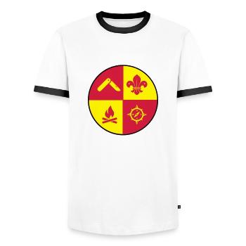 scout , scouting , scoutisme , guide - T-shirt contrasté Homme - blanc/noir - Devant - AI Model Female 172 light (172cm) & AI Model Male 178 dark (178cm)
