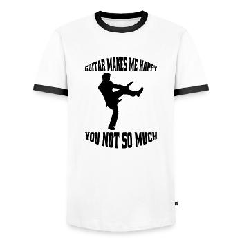 Gitarrist Musik Musiker Gitarristin Band Gitarre - Männer Kontrast-T-Shirt - Weiß/Schwarz - Vorne - AI Model Female 172 light (172cm) & AI Model Male 178 dark (178cm)