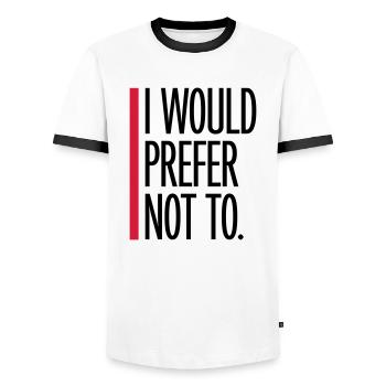 Je préfère ne pas - T-shirt contrasté Homme - blanc/noir - Devant - AI Model Female 172 light (172cm) & AI Model Male 178 dark (178cm)