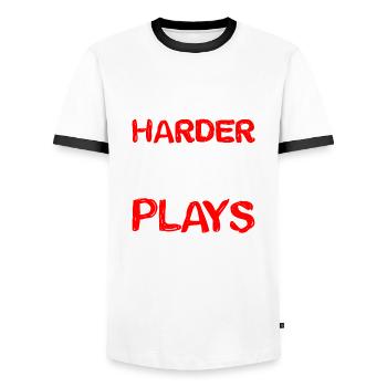 We Tailgate Harder Than Your Team Plays 2 - Männer Kontrast-T-Shirt - Weiß/Schwarz - Vorne - AI Model Female 172 light (172cm) & AI Model Male 178 dark (178cm)