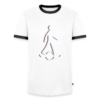 Stick Figure Onewheel Shirt Cadeau - T-shirt contrasté Homme - blanc/noir - Devant - AI Model Female 172 light (172cm) & AI Model Male 178 dark (178cm)