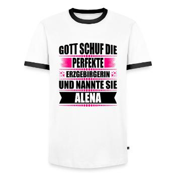 Erzgebirge Frau Namen Sachsen Alena - Männer Kontrast-T-Shirt - Weiß/Schwarz - Vorne - AI Model Female 172 light (172cm) & AI Model Male 178 dark (178cm)