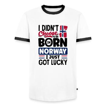 Norvège Norvège Norvège Drapeau Je viens d’avoir de la chance - T-shirt contrasté Homme - blanc/noir - Devant - AI Model Female 172 light (172cm) & AI Model Male 178 dark (178cm)
