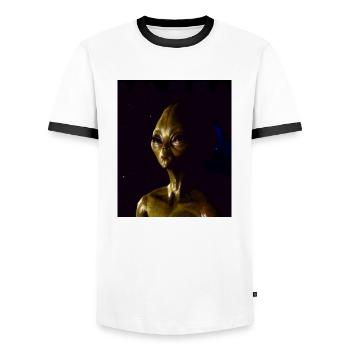 Alien - Men's Ringer Shirt - white/black - Front - AI Model Female 172 light (172cm) & AI Model Male 178 dark (178cm)