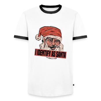 I Identify As Santa 7 - Men's Ringer Shirt - white/black - Front - AI Model Female 172 light (172cm) & AI Model Male 178 dark (178cm)