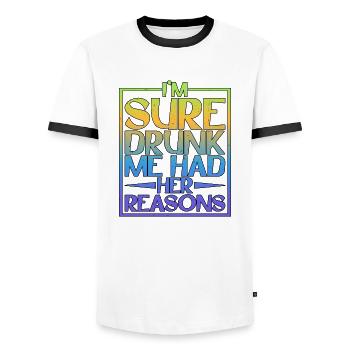 Je suis sûr que j’avais ses raisons 5 - T-shirt contrasté Homme - blanc/noir - Devant - AI Model Female 172 light (172cm) & AI Model Male 178 dark (178cm)