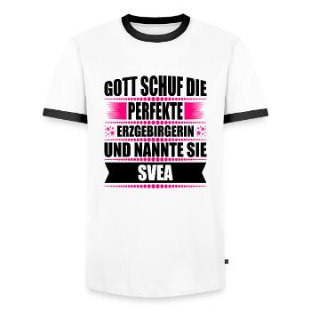 Erzgebirge Frau Namen Sachsen Svea - Männer Kontrast-T-Shirt - Weiß/Schwarz - Vorne - AI Model Female 172 light (172cm) & AI Model Male 178 dark (178cm)