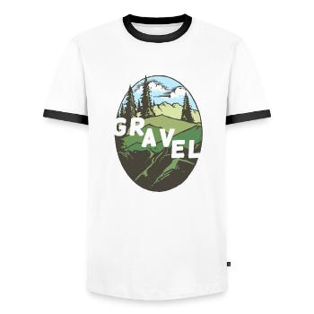 Gravel Natur vintage outdoor Wald Wiese Geschenk - Männer Kontrast-T-Shirt - Weiß/Schwarz - Vorne - AI Model Female 172 light (172cm) & AI Model Male 178 dark (178cm)