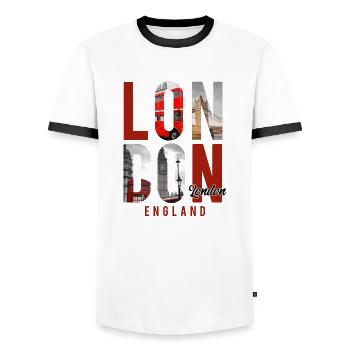 London Town - T-shirt contrasté Homme - blanc/noir - Devant - AI Model Female 172 light (172cm) & AI Model Male 178 dark (178cm)