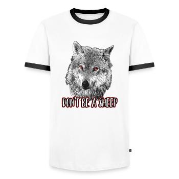 Sei kein Schaf - Männer Kontrast-T-Shirt - Weiß/Schwarz - Vorne - AI Model Female 172 light (172cm) & AI Model Male 178 dark (178cm)
