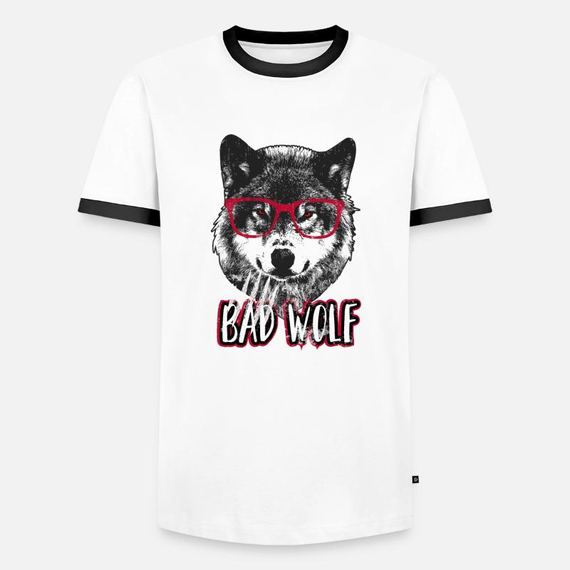 Böser Wolf - Grumpy Christmas Wolf - Männer Kontrast-T-Shirt - Weiß/Schwarz
