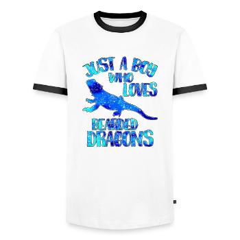 Just a boy who loves dragons - Men's Ringer Shirt - white/black - Front - AI Model Female 172 light (172cm) & AI Model Male 178 dark (178cm)