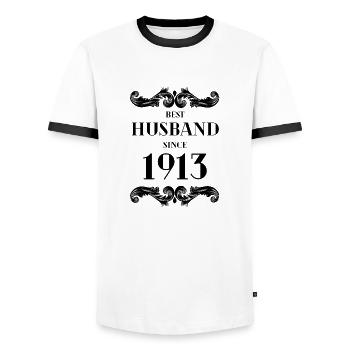 Meilleur mari depuis l’anniversaire de mariage de 1913 - T-shirt contrasté Homme - blanc/noir - Devant - AI Model Female 172 light (172cm) & AI Model Male 178 dark (178cm)