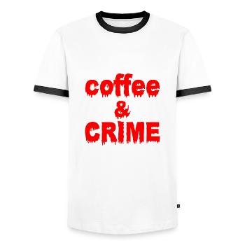 Preuves médico-légales - Kripo Polizei Forensics - T-shirt contrasté Homme - blanc/noir - Devant - AI Model Female 172 light (172cm) & AI Model Male 178 dark (178cm)
