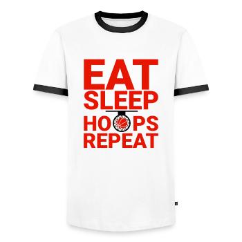 Eat Sleep Hoops Repeat 2 - Men's Ringer Shirt - white/black - Front - AI Model Female 172 light (172cm) & AI Model Male 178 dark (178cm)
