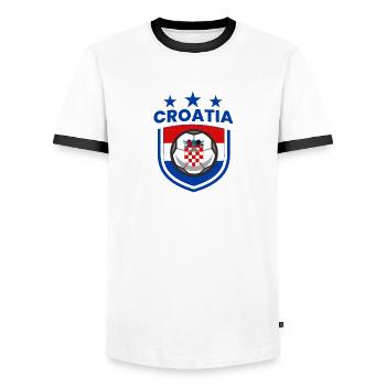 Drapeau de l’équipe de Croatie de football - T-shirt contrasté Homme - blanc/noir - Devant - AI Model Female 172 light (172cm) & AI Model Male 178 dark (178cm)