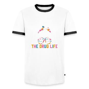 Pharmacien Pharmacien Médicaments Cadeaux - T-shirt contrasté Homme - blanc/noir - Devant - AI Model Female 172 light (172cm) & AI Model Male 178 dark (178cm)