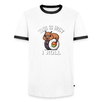 Capybara - Männer Kontrast-T-Shirt - Weiß/Schwarz - Vorne - AI Model Female 172 light (172cm) & AI Model Male 178 dark (178cm)