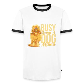Busy being A dog mama - Men's Ringer Shirt - white/black - Front - AI Model Female 172 light (172cm) & AI Model Male 178 dark (178cm)