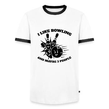 Bowling Bowling Kegel Bowler Bowling ball gift - Men's Ringer Shirt - white/black - Front - AI Model Female 172 light (172cm) & AI Model Male 178 dark (178cm)