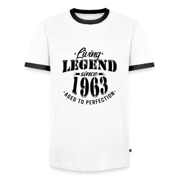 Lebende Legende seit 1963 Sprüche - Männer Kontrast-T-Shirt - Weiß/Schwarz - Vorne - AI Model Female 172 light (172cm) & AI Model Male 178 dark (178cm)