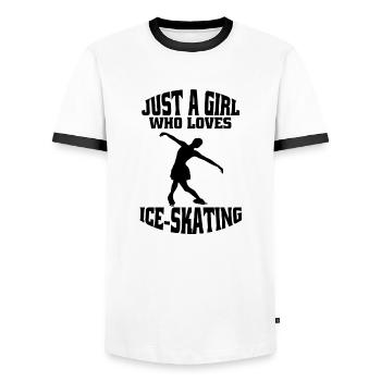 Eiskunstlaufen Eislauf Schlittschuh Eiskunstlauf - Männer Kontrast-T-Shirt - Weiß/Schwarz - Vorne - AI Model Female 172 light (172cm) & AI Model Male 178 dark (178cm)