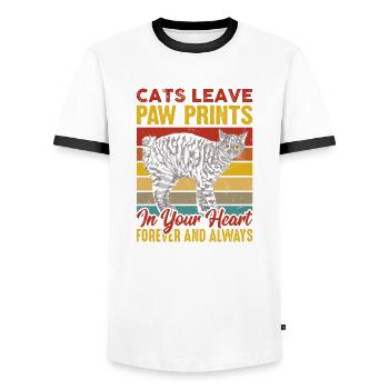 Les chats laissent des empreintes de pattes pour toujours dans votre - T-shirt contrasté Homme - blanc/noir - Devant - AI Model Female 172 light (172cm) & AI Model Male 178 dark (178cm)