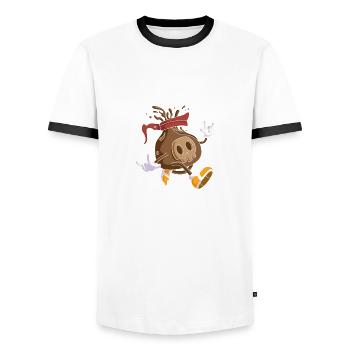 We all need coffee to drink - Men's Ringer Shirt - white/black - Front - AI Model Female 172 light (172cm) & AI Model Male 178 dark (178cm)