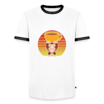 Soyez courageux et buvez du café - T-shirt contrasté Homme - blanc/noir - Devant - AI Model Female 172 light (172cm) & AI Model Male 178 dark (178cm)