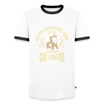 All men are created equal - Men's Ringer Shirt - white/black - Front - AI Model Female 172 light (172cm) & AI Model Male 178 dark (178cm)