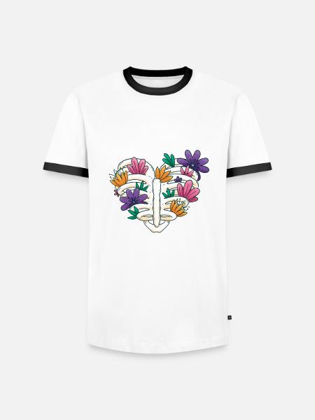 Orthopäde Herz Blumenkunst - Männer Kontrast-T-Shirt - Weiß/Schwarz