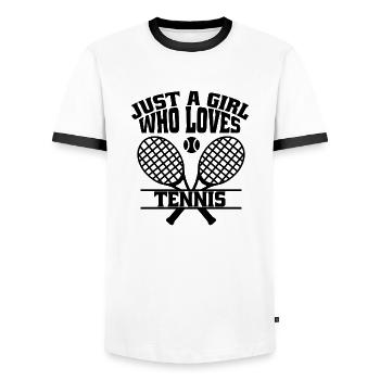 Joueuse de tennis Femme Girls Tennis Club - T-shirt contrasté Homme - blanc/noir - Devant - AI Model Female 172 light (172cm) & AI Model Male 178 dark (178cm)