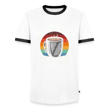 Le vendredi, le café a meilleur goût - T-shirt contrasté Homme - blanc/noir - Devant - AI Model Female 172 light (172cm) & AI Model Male 178 dark (178cm)