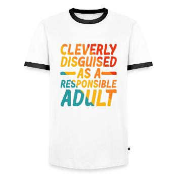 Cleverly Disguised As A Responsible Adult 5 - Men's Ringer Shirt - white/black - Front - AI Model Female 172 light (172cm) & AI Model Male 178 dark (178cm)