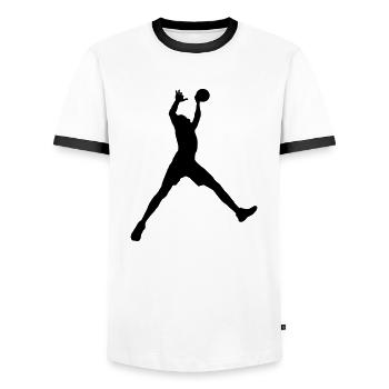 Basketball - Männer Kontrast-T-Shirt - Weiß/Schwarz - Vorne - AI Model Female 172 light (172cm) & AI Model Male 178 dark (178cm)