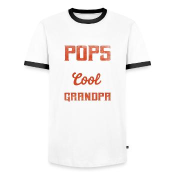 They Call Me Pops because im Too Cool To Be Called - Men's Ringer Shirt - white/black - Front - AI Model Female 172 light (172cm) & AI Model Male 178 dark (178cm)