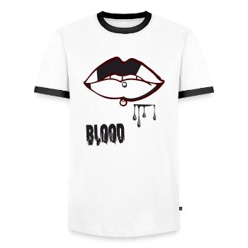 piercing & sang - T-shirt contrasté Homme - blanc/noir - Devant - AI Model Female 172 light (172cm) & AI Model Male 178 dark (178cm)