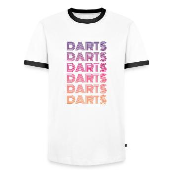 Play Darts Darts - Men's Ringer Shirt - white/black - Front - AI Model Female 172 light (172cm) & AI Model Male 178 dark (178cm)