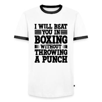 Will Beat You In Boxing Without Throwing A Punch 2 - Männer Kontrast-T-Shirt - Weiß/Schwarz - Vorne - AI Model Female 172 light (172cm) & AI Model Male 178 dark (178cm)