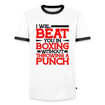 Will Beat You In Boxing Without Throwing A Punch - Männer Kontrast-T-Shirt - Weiß/Schwarz - Vorne - AI Model Female 172 light (172cm) & AI Model Male 178 dark (178cm)