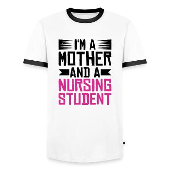 I'm A Mother And A Nursing Student - Men's Ringer Shirt - white/black - Front - AI Model Female 172 light (172cm) & AI Model Male 178 dark (178cm)