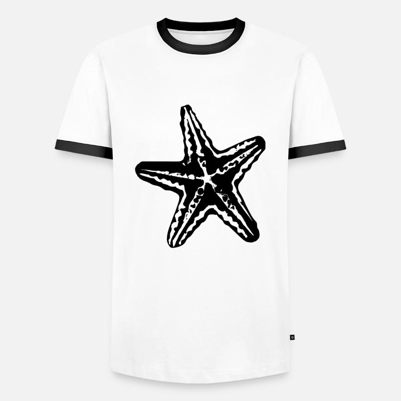 Seestern - Männer Kontrast-T-Shirt - Weiß/Schwarz
