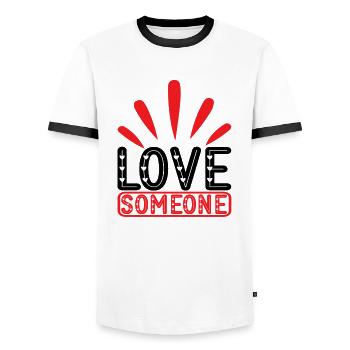 Love Someone - Men's Ringer Shirt - white/black - Front - AI Model Female 172 light (172cm) & AI Model Male 178 dark (178cm)