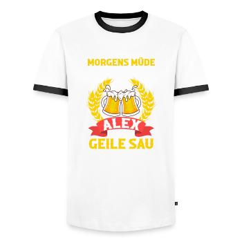 Alex - Männer Kontrast-T-Shirt - Weiß/Schwarz - Vorne - AI Model Female 172 light (172cm) & AI Model Male 178 dark (178cm)