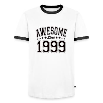 Awesome Since 1999 Birthday 1999 Vintage 1999 - Men's Ringer Shirt - white/black - Front - AI Model Female 172 light (172cm) & AI Model Male 178 dark (178cm)