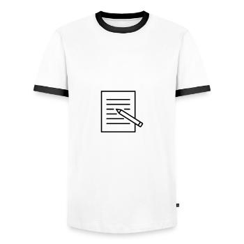 My Mind Won't Let Me Sleep Until I Write 2 - Männer Kontrast-T-Shirt - Weiß/Schwarz - Vorne - AI Model Female 172 light (172cm) & AI Model Male 178 dark (178cm)