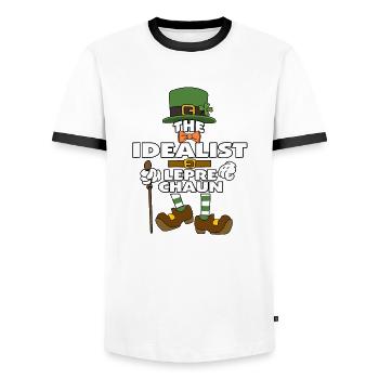 The Idealist Leprechaun St Patrick's Day - Men's Ringer Shirt - white/black - Front - AI Model Female 172 light (172cm) & AI Model Male 178 dark (178cm)