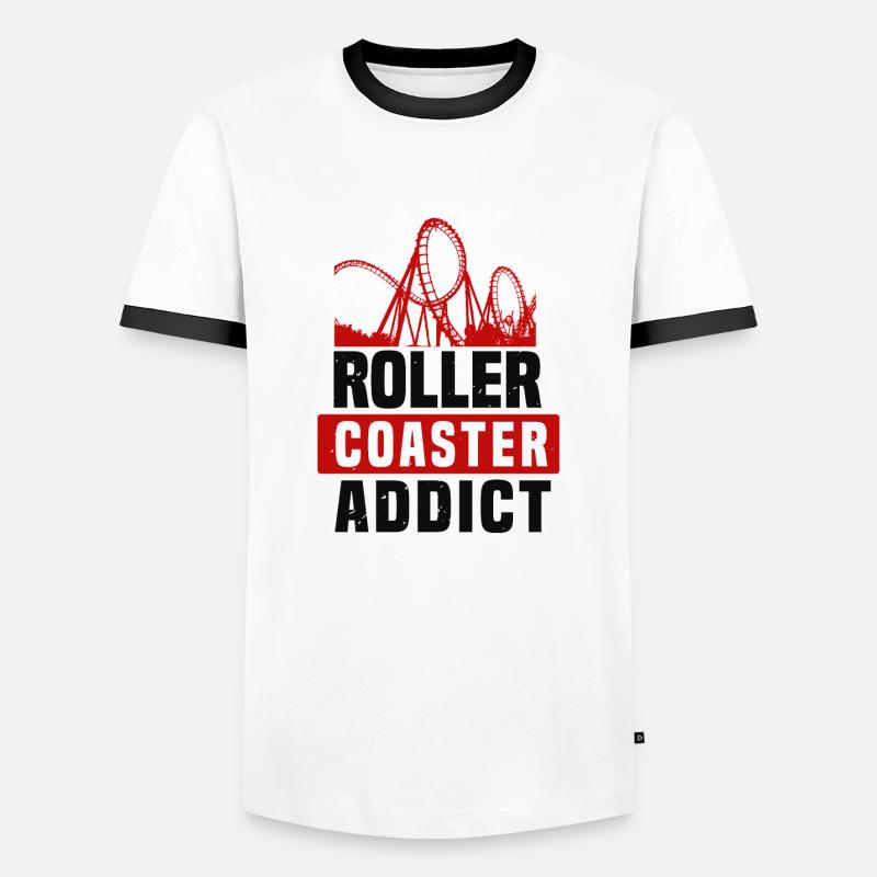 ROLLER COASTER ADDICT - Men's Ringer Shirt - white/black