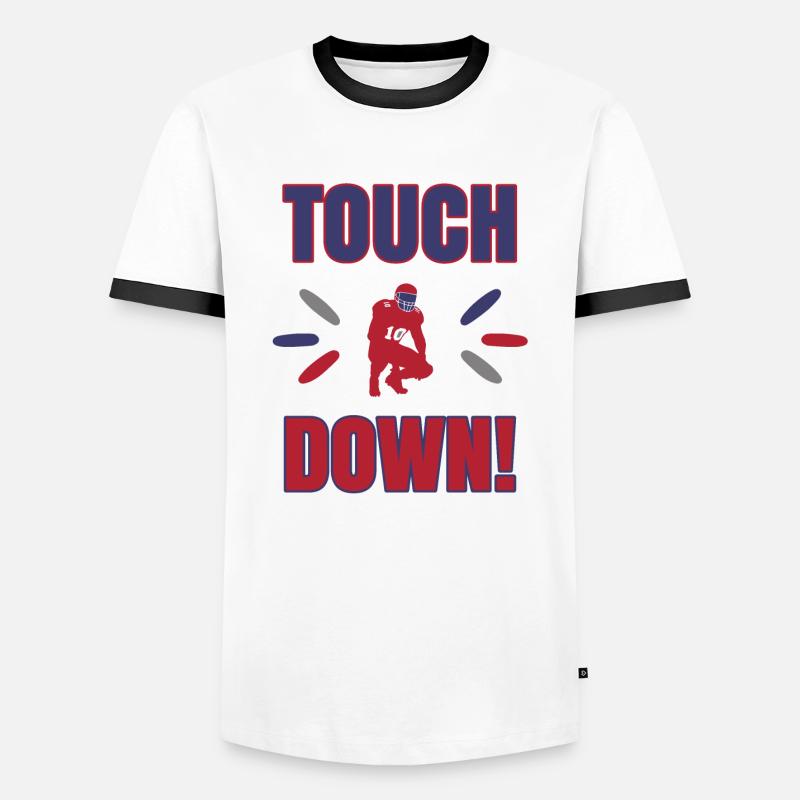 FoundLux New Design, TOUCH DOWN! - Männer Kontrast-T-Shirt - Weiß/Schwarz
